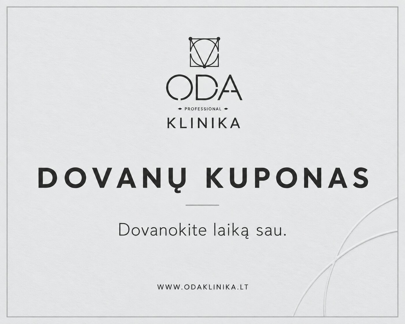 ODA klinika dovanų kupono maketas